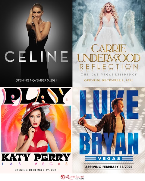 World-Renowned Music Superstars Celine Dion, Carrie Underwood, Katy Perry and Luke Bryan Announce First Performance Dates For Exclusive Headliner Engagements at Resorts World Las Vegas